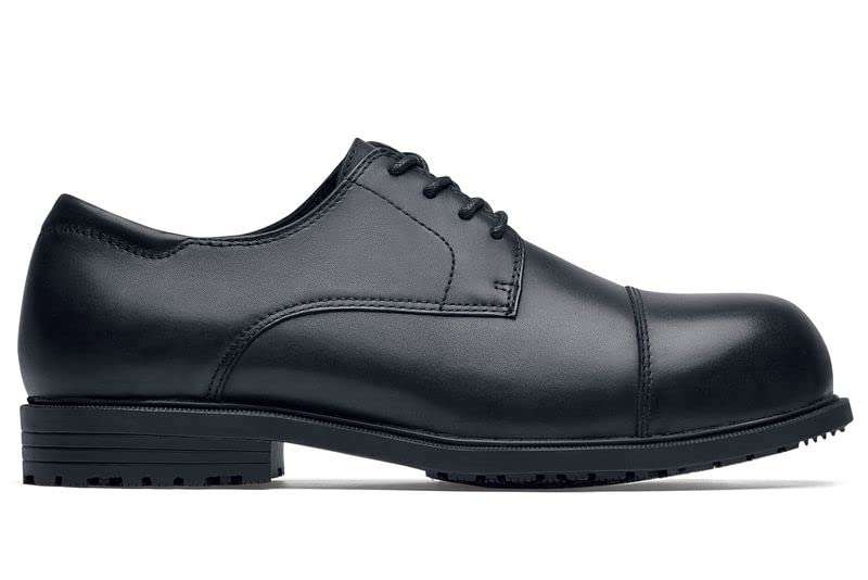 Shoes for Crews Senator, Men's Nano Composite Toe (NCT) Uniform Dress and Work Shoes, Slip Resistant, Water Resistant, Black, Size 8.5