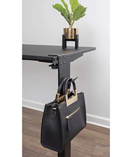 Stand Up Desk Store Clamp-On Under Desk Headphone Hanger, Backpack Hook, and Purse Holder - Black 4