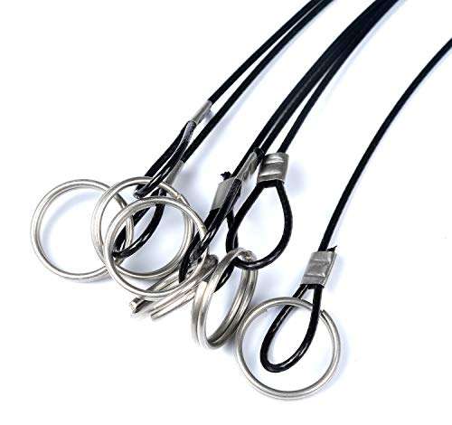 Mxeol Lightweight Safety Lanyard Double Loops Cable Black Coated Cover Stainless Steel Looped Ends Cable w/Quick Release Rings & Rope Crimp 12inch / 30cm 6 Pack 4