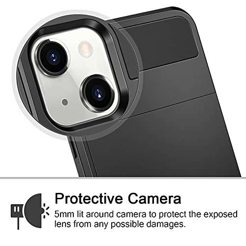 Vofolen Case for iPhone 13 Case Wallet Credit Card Holder ID Slot Sliding Door Hidden Pocket Men Women Anti-Scratch Dual Layer Hybrid Bumper Armor Protective Hard Shell Back Cover for iPhone 13 Black 4