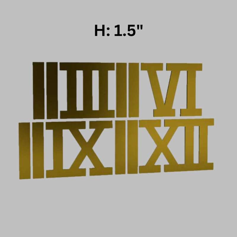 Krishta Mirrored Clock Roman Numbers with Dashes for Resin Clock- Acrylic Laser Cut- 12 Pcs Set of Hour Marks for Clocks (1.5 Inch) (Mirror Gold) 3