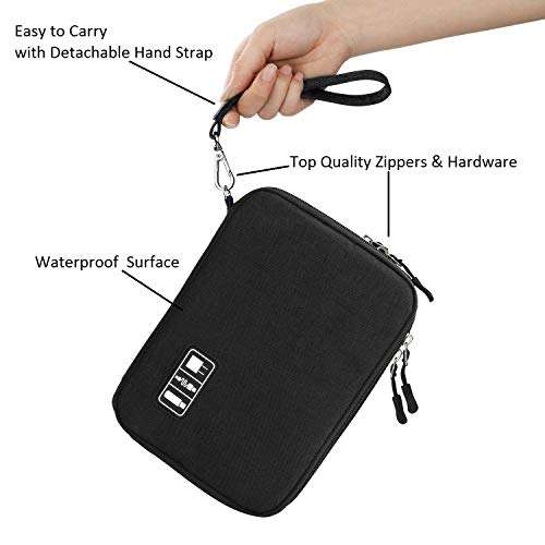 Electronic Organizer, Double Layer Travel Gadget Bag for USB Cable, SD Card, Hard Drive, Power Bank, iPad Mini, etc. with Free Bonus(1 SIM Card Adapter & 1 Velcro Roll) by Tqgoods 6