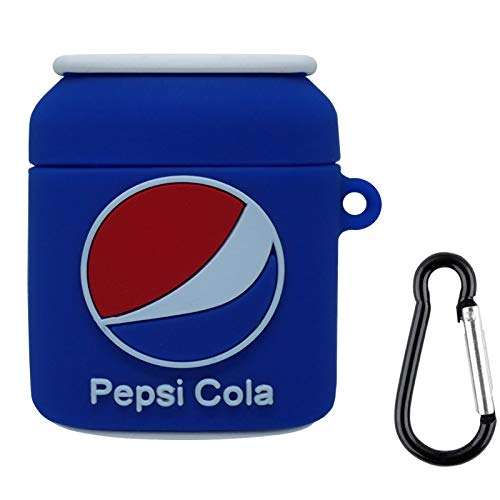 Cute Case for Apple AirPods 2/1 AirPods Case Cover 3D Slim Shockproof Silicone Shell Anti-Fall Cover for AirPods Charging Cartoon Case with Carabiner (BlueCola, AirPods 2/1) 1