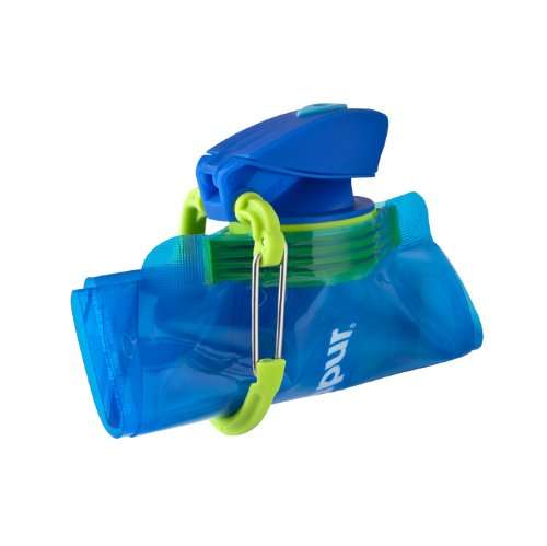 Vapur Collapsible Water Bottle With Carabiner, Compact Bottle Folds Flat For Hydration On The Go, Ideal for Traveling, Hiking or Camping, 34 Ounce, Blue, Pack of 1 4