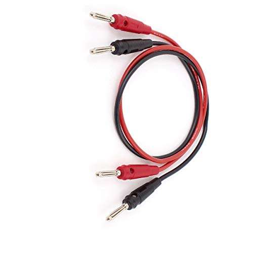 Aexit 2pcs Nickel Electrical Testers Plated 4mm to 4mm Banana ConnectorTest Charging Leads Circuit Testers 0.5M 14AWG 1