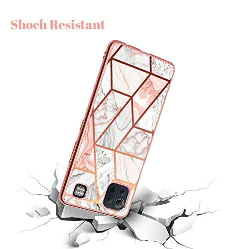 Fingic LG K92 Case, LG K92 5G Case Rose Gold Marble Slim Fit Shockproof Protective Hybrid Hard PC Soft TPU Bumper Cover Phone Cases for LG K92 5G, Rose Gold Marble 3