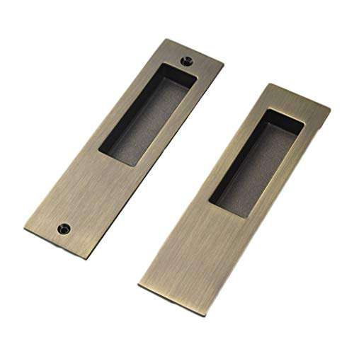 A Pair Of Invisible Door Handles, Sliding Door Wooden Door Handle With Embedded Handle Wardrobe Handle Hole Spacing 145MM (Color : Metallic)