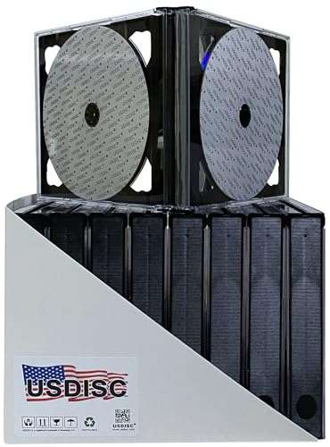 USDISC CD Jewel Cases Chubby 24mm, Quintuple 5 Disc, Black, Pack of 25 4