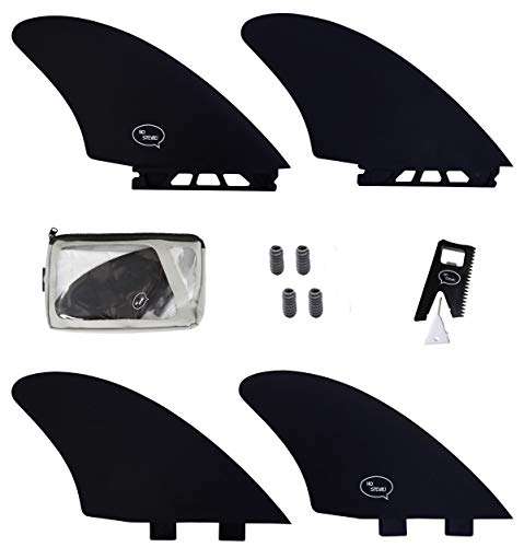 Surfboard Twin Fins (2 Fins) - Keel Fins for Fish Surf Boards [Twin Tab or Single Tab Sizes] (Black, Single Tab) 1