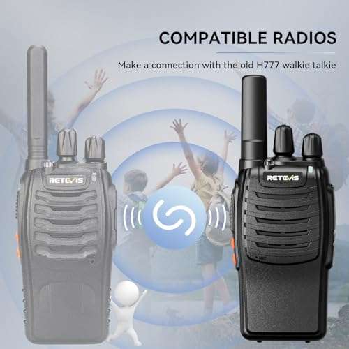 Retevis H-777 Walkie Talkies with Shoulder Mic,2 Way Radios Long Range,License-Free,LED Flashlight,Portable,Shock Resistant,for Family Outdoor Small Commercial (4 Pack) 4