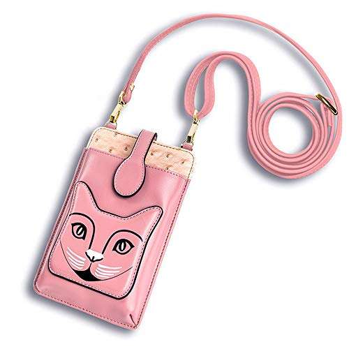 Travel Shoulder Bag for Ladies, Caxion Casual Pouch Teengirls Wallet Crossbody Purse Pocket Zippered Compartment Leather Pouch Cell Phone Bag Fit for Samsung Galaxy Note 8/S9/S9 Plus/S8/S7 Edge - Pink 1