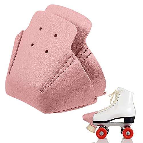 2 Pieces Roller Skate Toe Guards Artificial Leather Toe Guards Protectors for Quad Roller Skate (Pink,Solid Pattern)