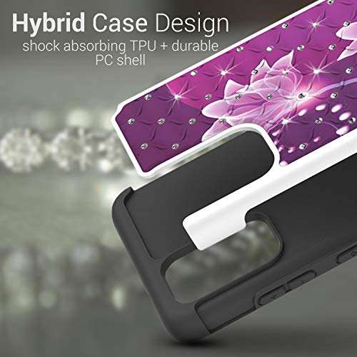 CoverON Bling Hybrid Aurora Series for Samsung Galaxy S20 Plus Case - Purple Flower 5