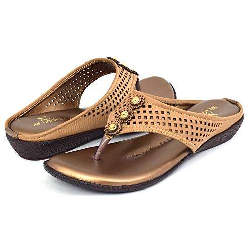 XE Looks Copper Lazer Comfort Slippers Flip Flop for Women 6