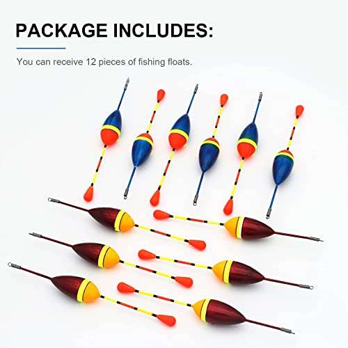 Proximitck 12 Pcs Fishing Floats Fishing Bobbers Balsa Cork Wood Floats Oval Stick Floats Slip Bobbers for Fishing Tackle Accessories for Trout Bass Fishing 3