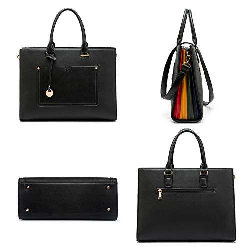 Laptop Tote Bag for Women 15.6 Inch 16 Large Capacity Multi Pockets PU Leather Ladies Busiess Leisure Shoulder Computer Laptop Case 2