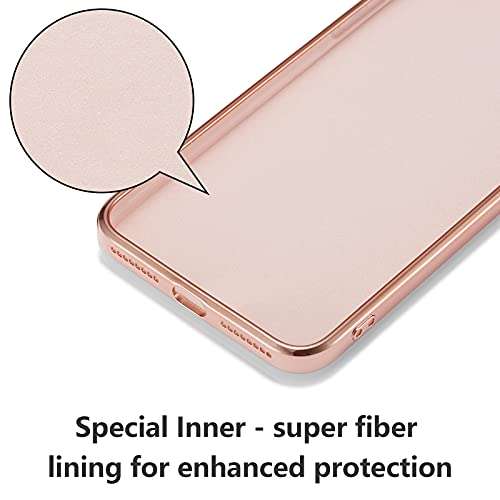 EYZUTAK Electroplated Magnetic Ring Holder Case, 360 Degree with Rotation Metal Finger Ring Holder Magnet Car Holder Soft Silicone Shockproof Cover for iPhone 7 Plus iPhone 8 Plus - Light Pink 6