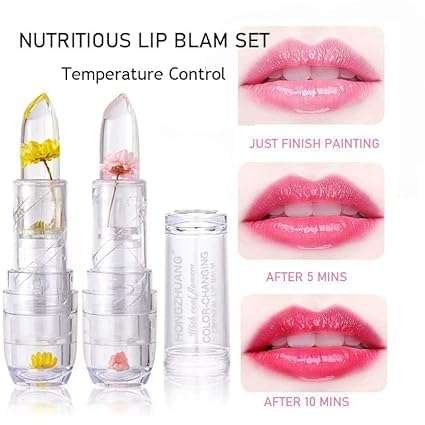 Bajajbeautyshop Waterproof Glossy Flower Jelly Lipstick - Transparent Color Changing (Pack of 2) 5
