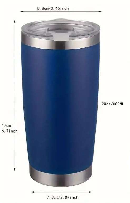 Generic 20 oz Stainless Steel Tumbler Powder Coated with Slide lid in Royal Blue 5