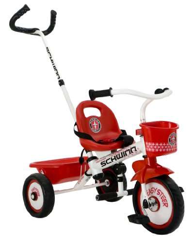 Schwinn Easy Steer Bike for Toddler, Kids Tricycle with Removable Push handle, Steel Trike Frame, Boys and Girls Ages 2-4 Year Old, Red/White, 8" 1