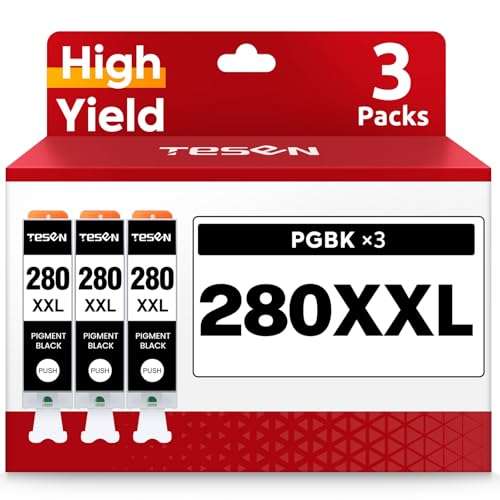 TESEN Compatible Ink Cartridge Replacement for Canon 280XXL PGI-280XXL PGI 280 XXL Black Ink Cartridge Use with PIXMA TR7520 TR8520 TS6120 TS6220 TS8120 TS8220 TS9120 TS9520 TS9521C Printer, 3 Pack 1