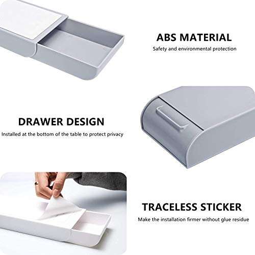 YOOUSOO Under Monitor Pen Holder Desk Pencil Drawer Organizer,2 Pcs Self-adhesive Desk Drawer Attachment Set, Pen Holder for Desk Desk Accessories and Workspace Organizers for Pens Pencils Stationery 2