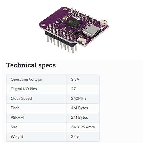 DIANN 5pcs ESP32 S2 Mini V1.0.0 WiFi IOT Board Based ESP32-S2FN4R2 ESP32-S2 4MB Flash 2MB PSRAM MicroPython Type-C USB 3