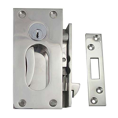 White Water S12-410 Stainless Steel Sliding Door Lock Set with Key 1