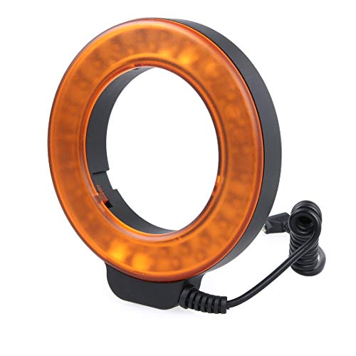 QUAN Ring Light Kit Photographic Equipment Ring Flash Accessories Circular LED Flash Light with 48 LED Lights & 6 Adapter Rings(49mm/52mm/55mm/58mm/62mm/67mm) for Macro Lens(Orange) ( Color : Orange )