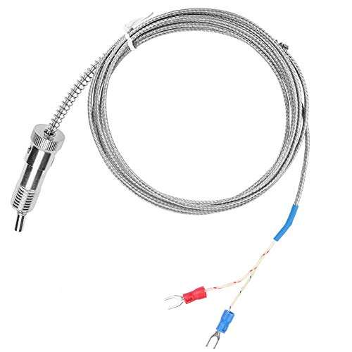 Thermocouple Probe, M12*1.5 K Type Thermistor Temperature Sensor Probe Bayonet Compression Spring 0~400℃ Temperature Sensor Wire(3m) 1