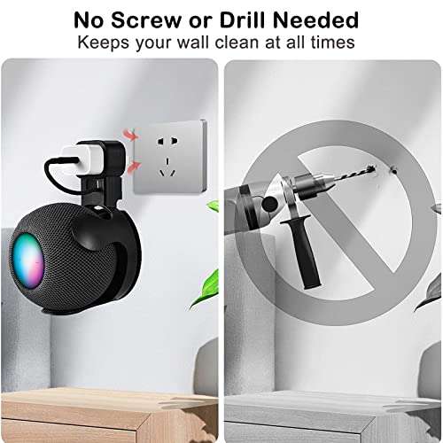 VOMA Speaker Wall Mount Shelf Compatible with Homepod Mini, Wall Stand Accessories, Quick and Easy Installation, Space Saving, No Drilling Holes, Acrylic 3