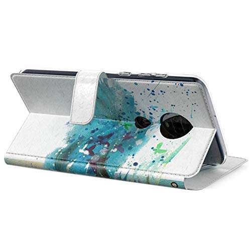 Mertak Wallet Case Compatible with Motorola Moto G8 Play Plus Power G7 One Folio Slim Fit Art Horse Running Stallion Flip Painting Watercolor Animal Lightweight Cover Card Holder Magnetic 5