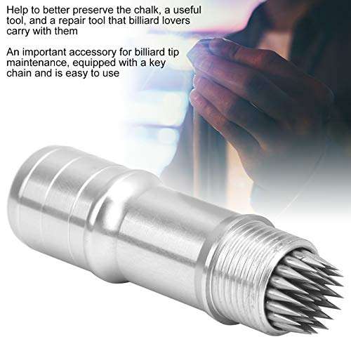 Billiard Tip Pricker, Aluminum Billiard Pricking Pin Cue Pricker with Keychain Pool Stick Needle Billiard Accessory (Silver) Cosmetic supplies 4