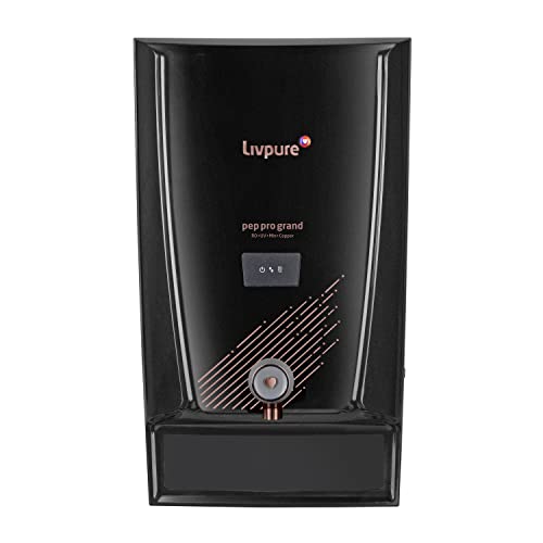 Livpure Pep Pro Grand RO+UV+Mineraliser+Copper, 15 LPH Water Purifier | Suitable for Borewell, Tanker, Municipal Water - 7 L Storage Tank, Black