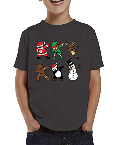 SpiritForged Apparel Dabbing Christmas Characters Toddler T-Shirt, Charcoal 3T