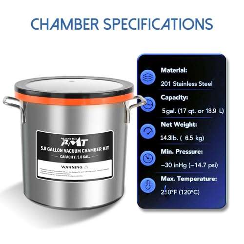PB Motor Tech 5 Gallon Vacuum Chamber Kit with 4.5 CFM Vacuum Pump, Tempered Glass Lid Vacuum Chamber and 38 Micron Chamber Set, No Oil Included, Perfect for Wood Stabilization 2