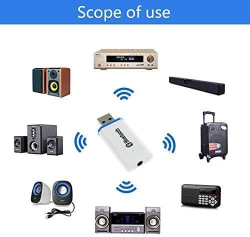 Szyafei USB Bluetooth Receiver Adapter Wireless Audio Adapter 3.5mm Car Kit Music Receiver Adapter, Suitable for Home/Car Stereo Systems, Portable Speakers (Aux in), with 3.5mm Cable (White)… 5