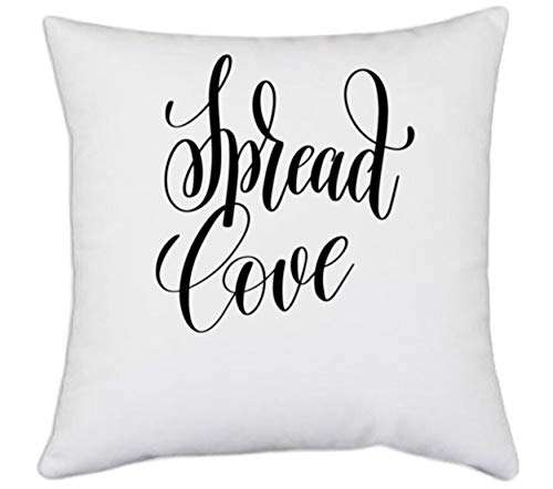 UDNAG White Polyester 'Spread Love' Pillow Cover [16 Inch X 16 Inch] 1