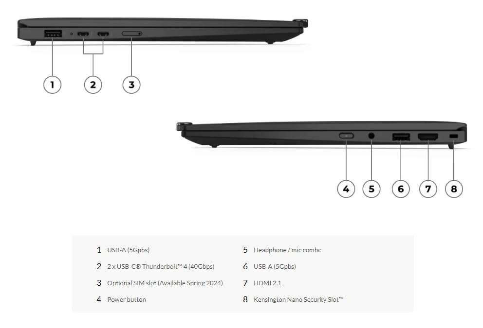 Lenovo Gen 12 ThinkPad X1 Carbon Laptop with Intel Ultra 7 155U Processor, 14" OLED 2.8K Non-Touch 120Hz Display, 32GB 6400MHz RAM, 1TB Gen4 Performance SSD, Anti-Glare, HDR 500, and Windows 11 Pro 3