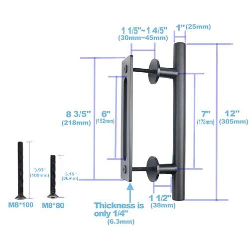 Heavy Duty Barn Door Handle Set, Large Rustic, for Gates Garages Sheds Furniture (Aluminum 12" Handle) 2