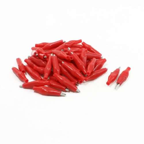 Aexit 50 Pcs Electrical Testing Red Insulating Boot Electrical Alligator Test Voltage Testers Clips 26mm