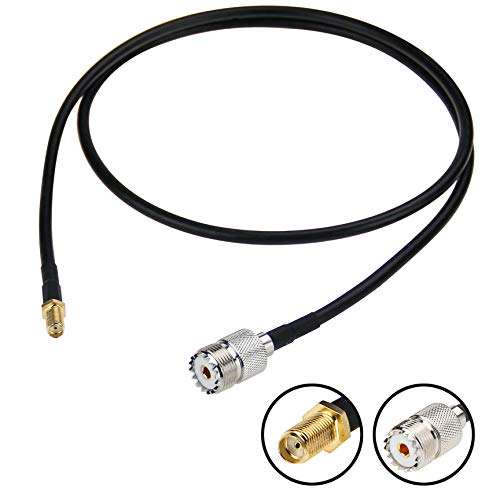 Tecreddy 3ft RG58 Low Loss SMA Female to UHF SO239 Female Ham Radio Antenna Adapter Extension Cable Compatible with Baofeng Kenwood Wouxun Handheld Ham Two Way Radio Walkie Talkie 1