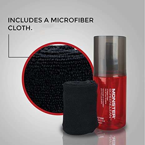 Monster 6.7 oz. Spray Screen Cleaner Kit with Microfiber Cloth for Electronic Devices – Ideal for LED, LCD, OLED, Smart TV, Computer Monitors, Laptops, iPad, and iPhone Screens 4