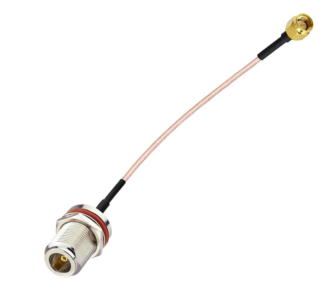 DHT Electronics RF coaxial Coax Cable Assembly SMA Male to N Female Bulkhead 6'' 1