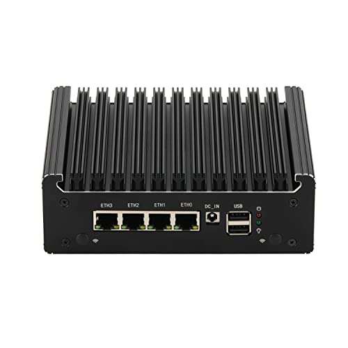 HUNSN Micro Firewall Appliance, Mini PC, OPNsense, VPN, Router PC, Intel N4505 N6000, RS41, AES-NI, 4 x 2.5GbE I226-V, Console, Type-C, HDMI, DP, SIM Slot, 16G RAM, 256G SSD 3