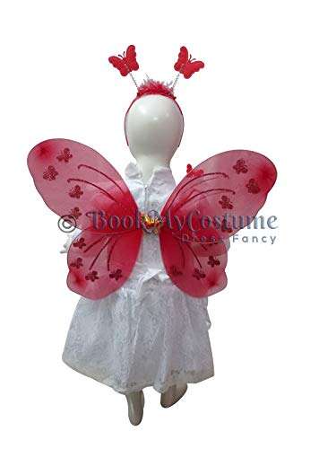 BookMyCostume Fairy Angel with Red Wings Girls Kids Fancy Dress Costume 3-4 years 3