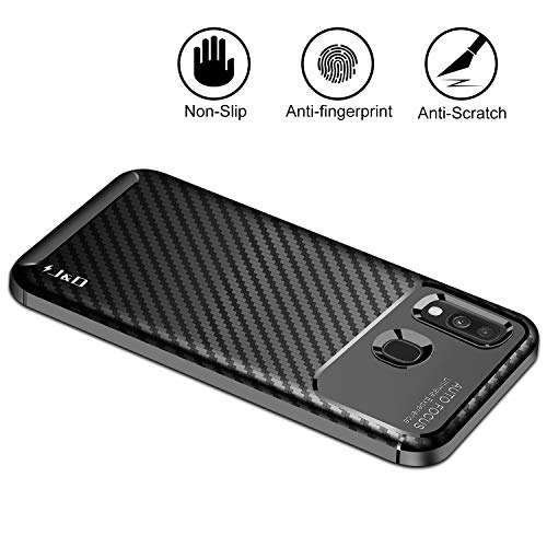 J&D Case Compatible for Galaxy A40 Case, Carbon Fiber Pattern Drop Protection Shock Resistant Protective TPU Slim and Anti-Scratch Soft Case for Samsung Galaxy A40 Bumper Case, Black 3
