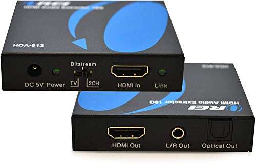 4K 18Gbps HDMI 2.0 Audio Converter Extractor with 2-Pack 6ft HDMI Cable by OREI - with SPDIF, 3.5mm Output, HDR & Dolby Digital Passthrough 3