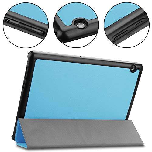 Robustrion Smart Trifold Hard Back Flip Stand Case Cover for Huawei Mediapad T5 10.1 inch 2019 Release - Light Blue 6