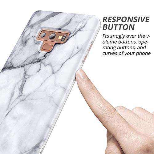 SURITCH for Samsung Galaxy Note 9 Marble Case, [Built-in Screen Protector] Natural Marble Full-Body Protection Shockproof Rugged Bumper Protective Cover for Galaxy Note 9 6.4 Inch (Black Marble) 5